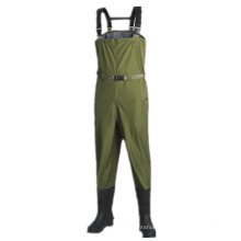 High Quality Waterproof Breathable Chest Fishing Wader with PVC Boot for Men